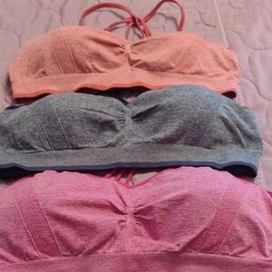 Set of 3 Xersion Orange and Gray Bandeau Intimates